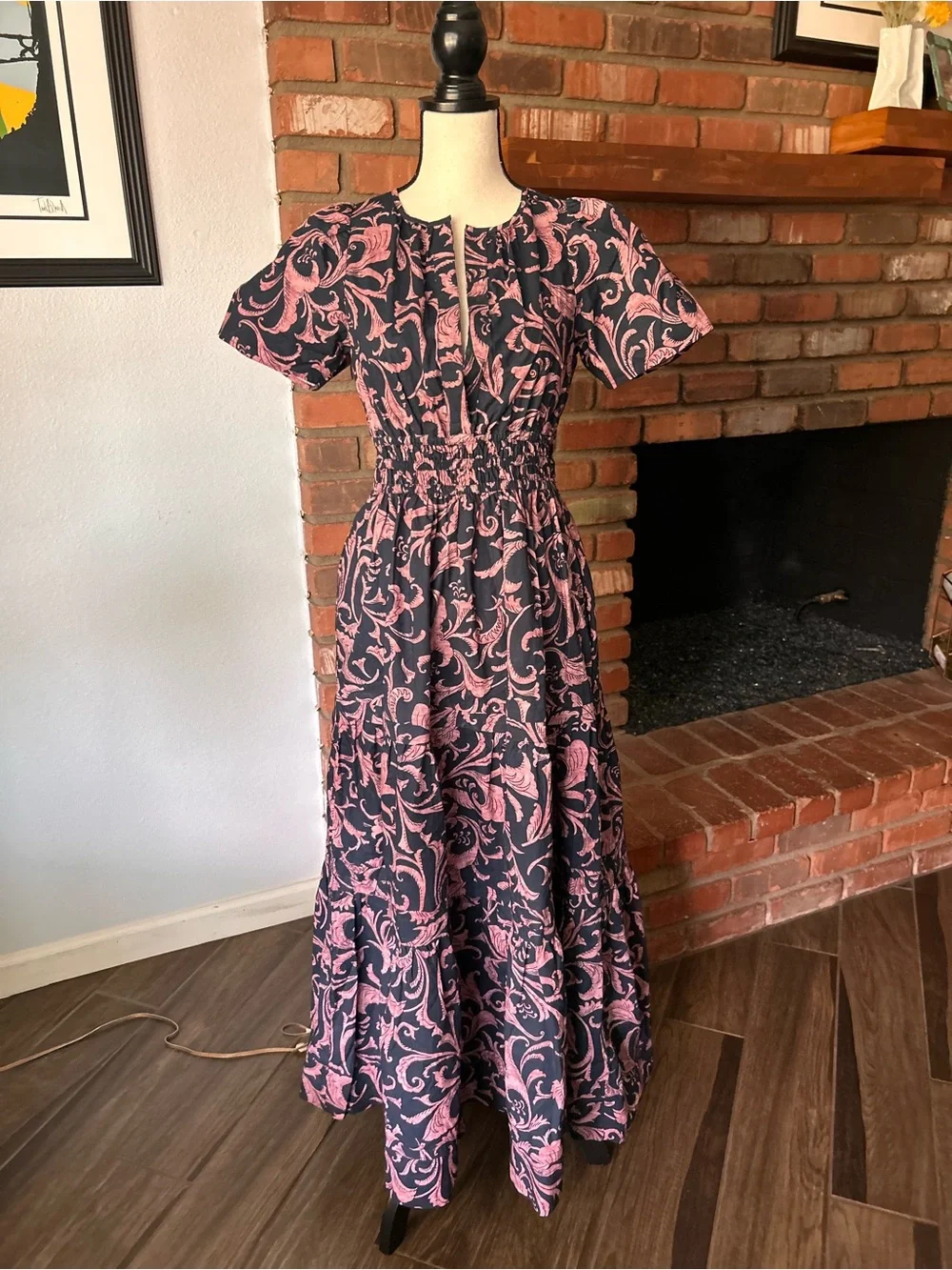 NWT Anthropologie Somerset Paisley Print Maxi Dress in Navy/Marin Sz XS - Picture 2 of 9